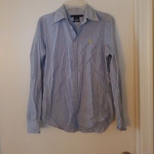 Ralph Lauren blue and white stripped button